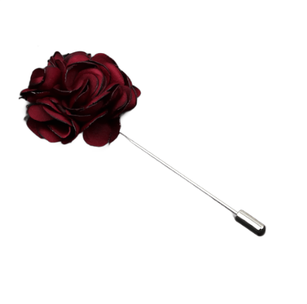Burgundy Flower Fabric Lapel Pin - AJ