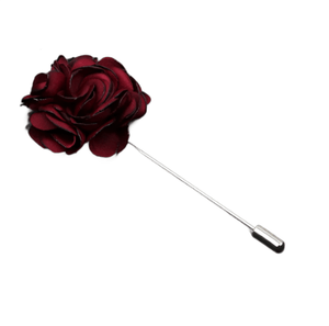 Burgundy Flower Fabric Lapel Pin - AJ