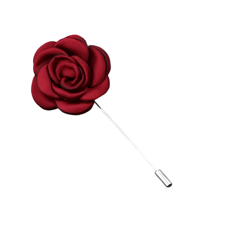 Burgundy Satin Flower Lapel Pin - AJ
