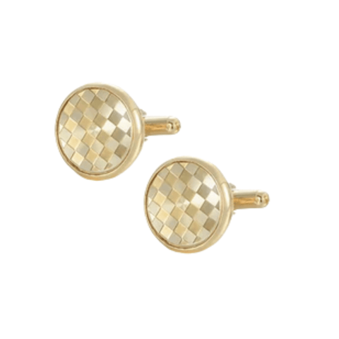Checks on Round Gold Cufflinks - AJ
