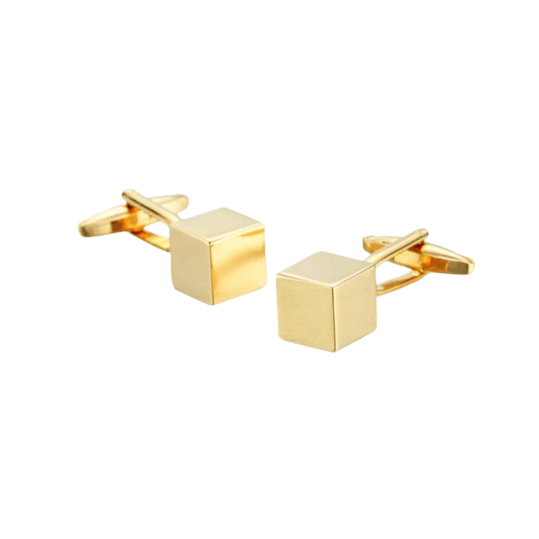 Classic Solid Cube Gold Cufflinks - AJ