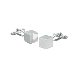 Classic Solid Cube Silver Cufflinks - AJ