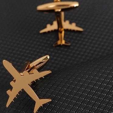 Gold Airplane Cufflinks - AJ