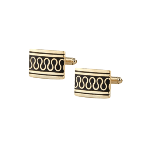 Gold & Black Swivel Detail Rectangular Cufflinks - AJ