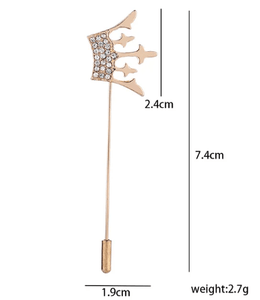 Gold Studded Crown Lapel Pin - AJ