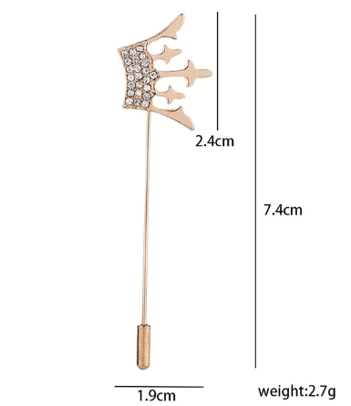 Gold Studded Crown Lapel Pin - AJ