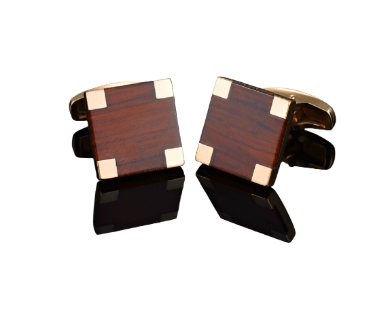 Golden Edge Wooden Cufflinks - AJ