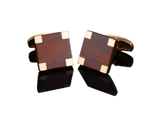 Golden Edge Wooden Cufflinks - AJ