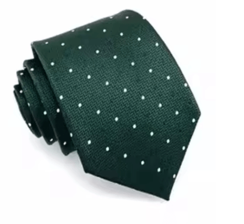 Green Herringbone & Polka Dots Regular Tie - AJ