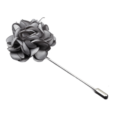 Grey Flower Fabric Lapel Pin - AJ