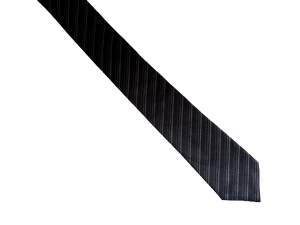 Classic Pin Diagonal Stripes Black and Grey Skinny Tie