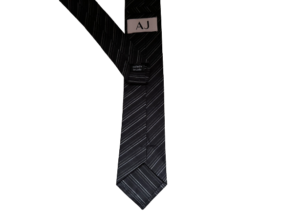 Classic Pin Diagonal Stripes Black and Grey Skinny Tie
