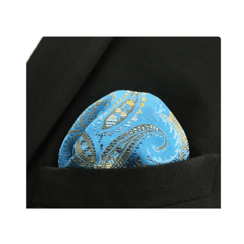 Paisley 02 Light Blue Pocket Square - AJ