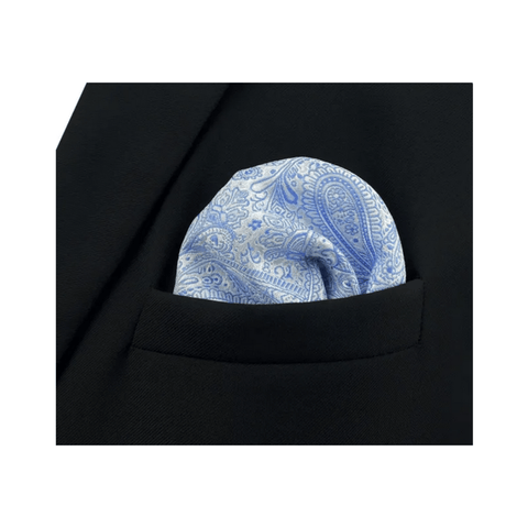 Paisley 03 Light Blue Pocket Square - AJ