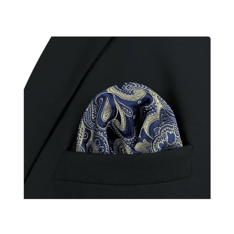 Paisley 06 Dark Blue Pocket Square - AJ