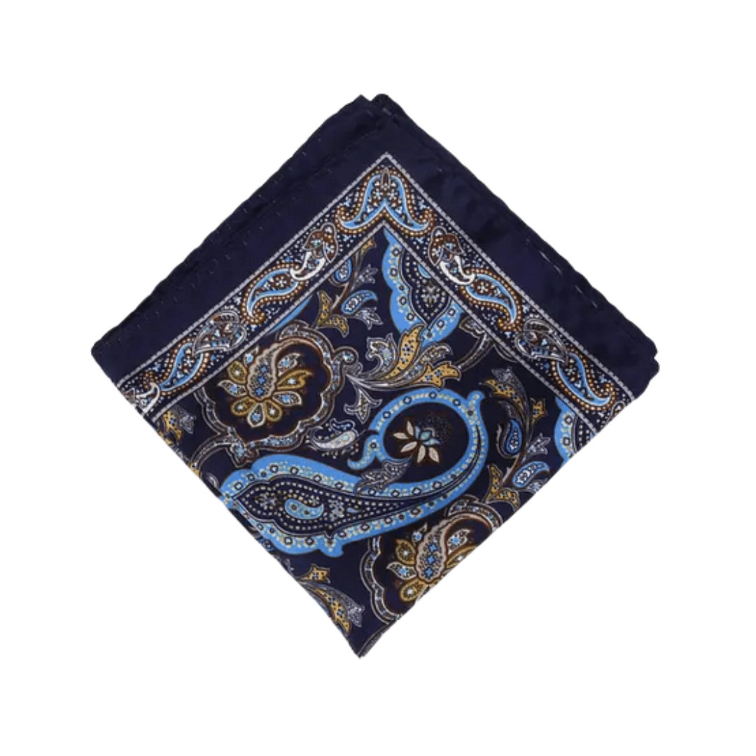Paisley 13 Dark Blue Pocket Square - AJ