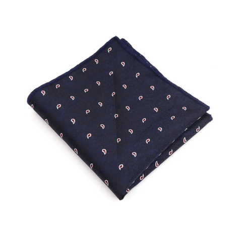 Paisley 15 Dark Blue Pocket Square - AJ