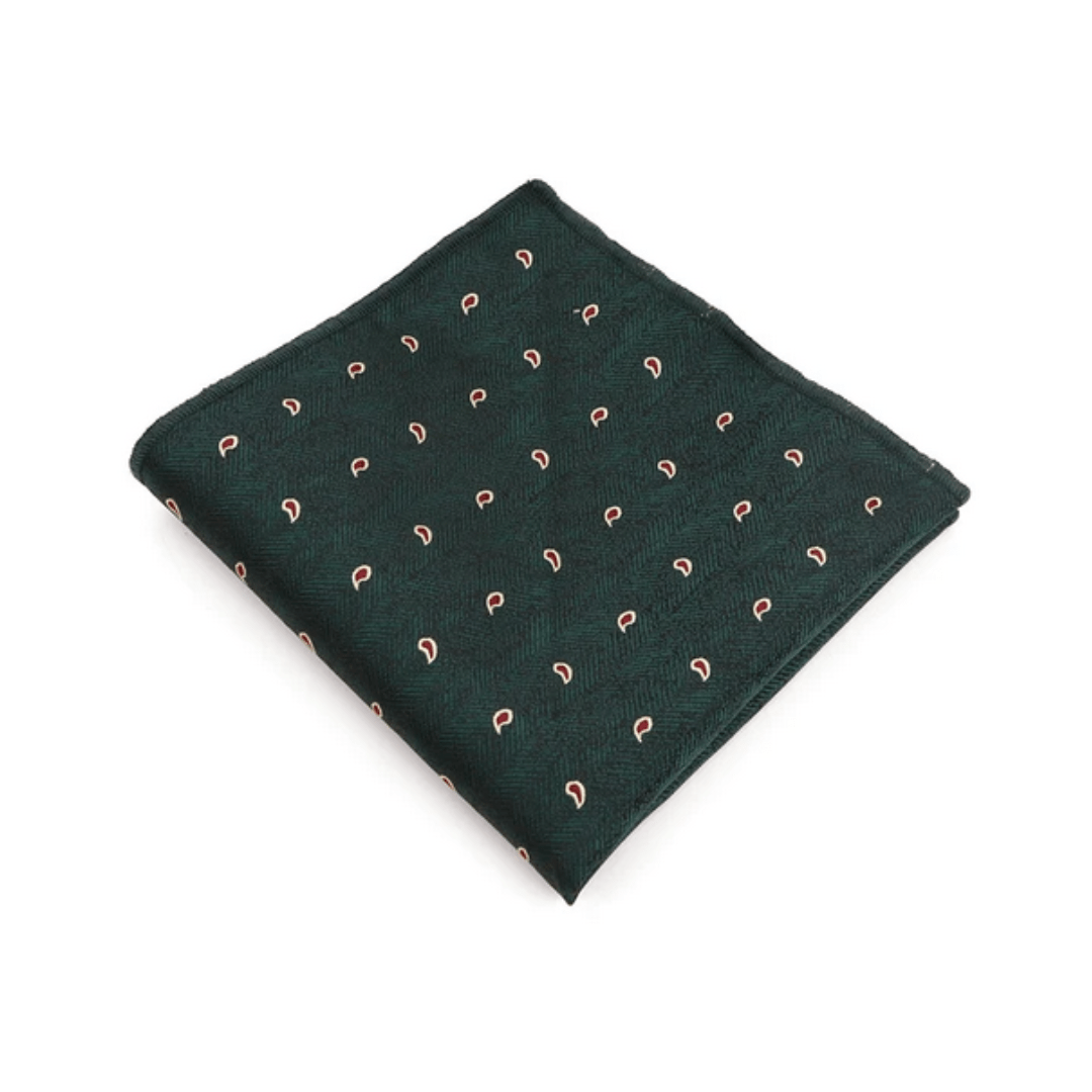 Paisley 16 Dark Green Pocket Square - AJ