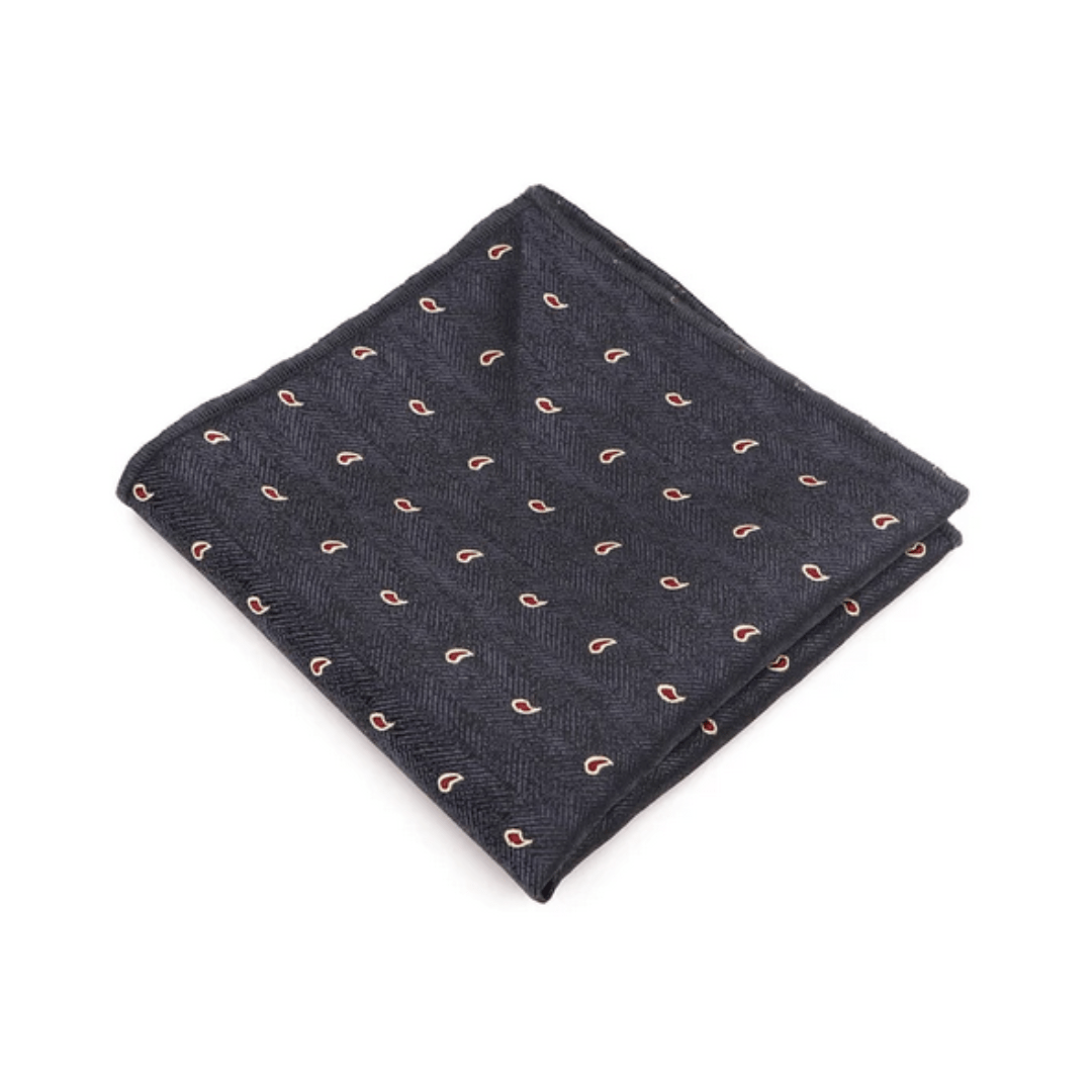 Paisley 17 Chambray Grayish Blue Pocket Square - AJ