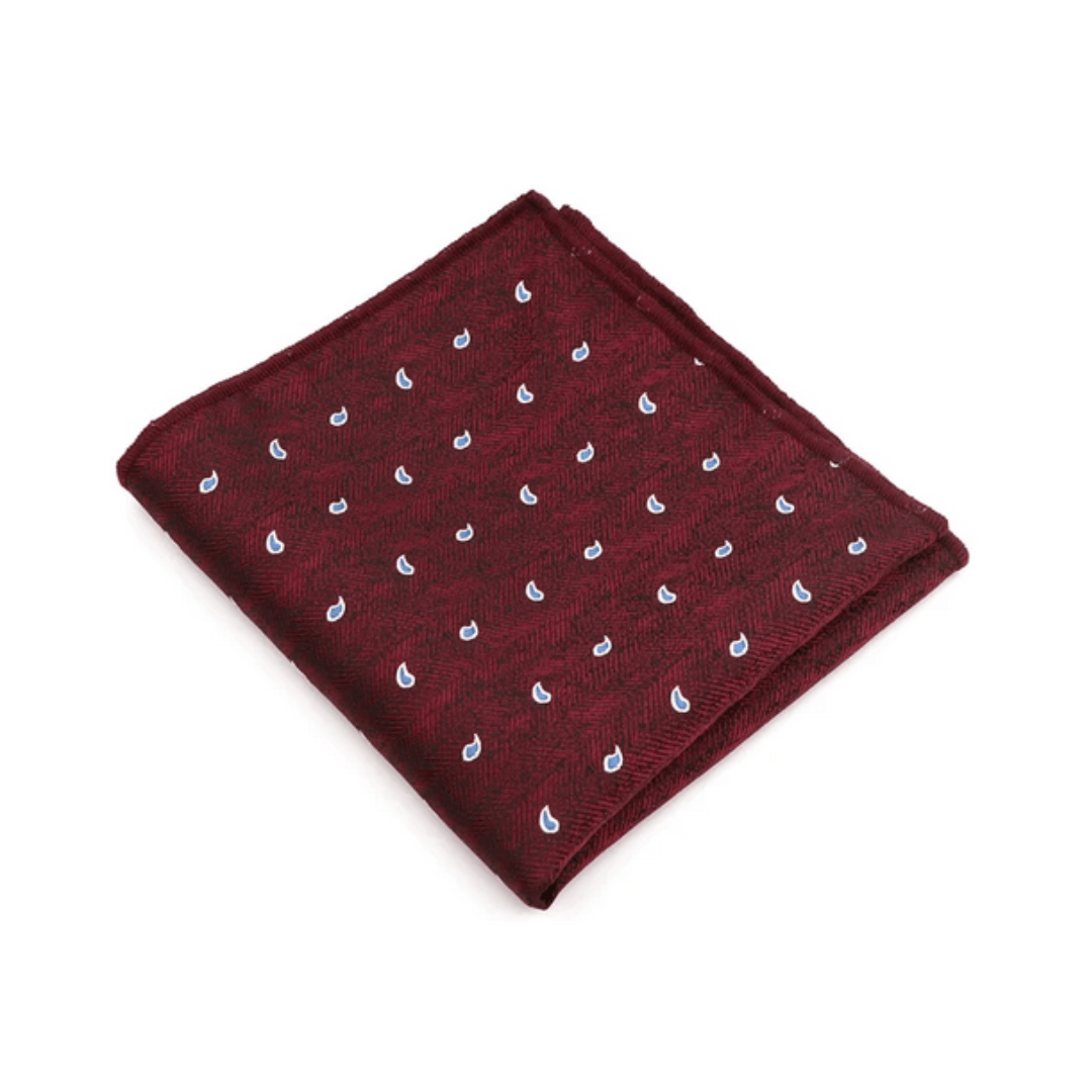 Paisley 18 Wine Red Pocket Square - AJ