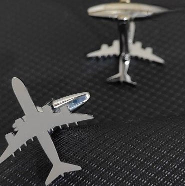 Silver Airplane Cufflinks - AJ