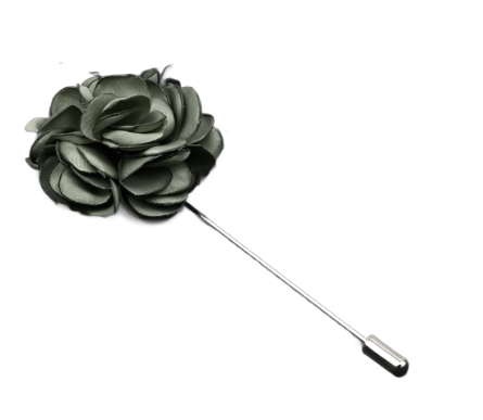 Silver Green Flower Fabric Lapel Pin - AJ