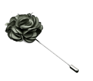 Silver Green Flower Fabric Lapel Pin - AJ