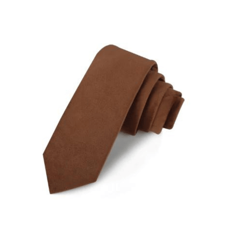 Tan Velvet Skinny Tie - AJ
