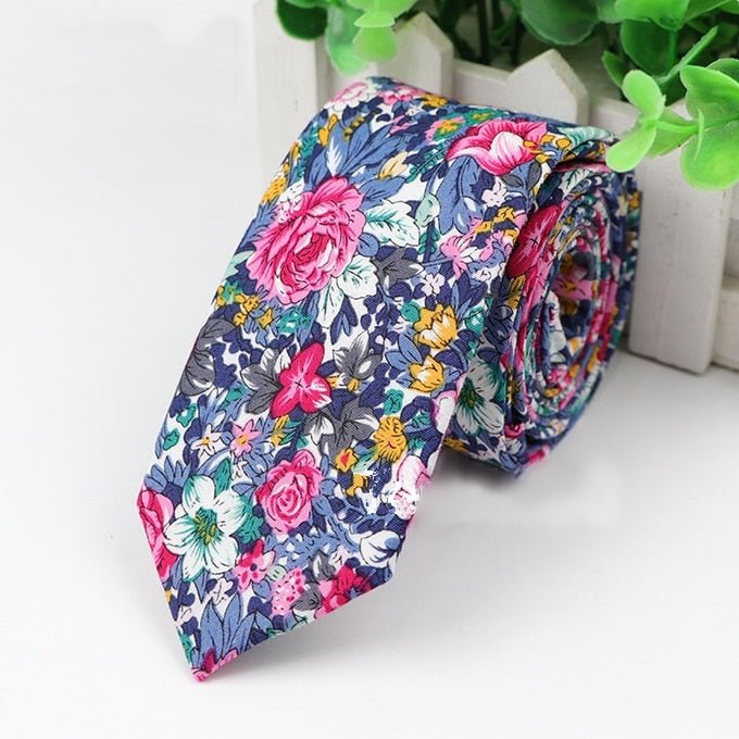 "The bouquet" Floral Skinny Tie (Lilac Blue) - AJ