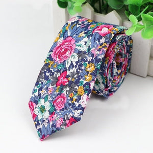 "The bouquet" Floral Skinny Tie (Lilac Blue) - AJ