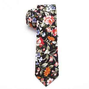 "The Garden" Black Floral Skinny Tie - AJ
