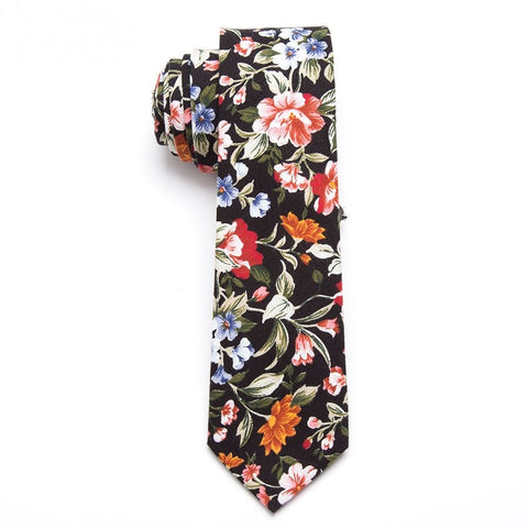 "The Garden" Black Floral Skinny Tie - AJ