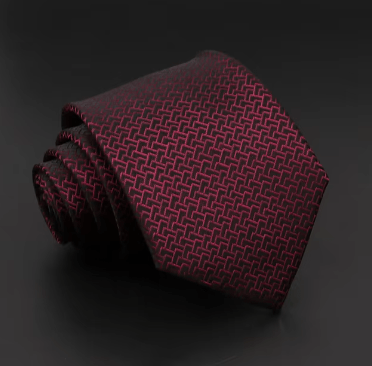Wine Red Embossed Regular Tie - AJ