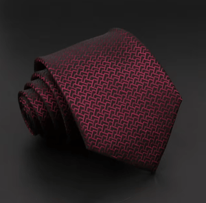 Wine Red Embossed Regular Tie - AJ
