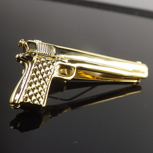 Gold Pistol Tie Clip