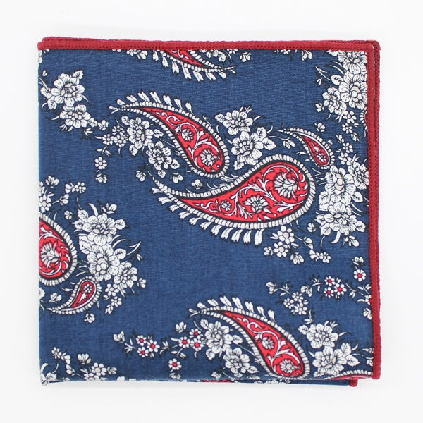 Grey with Blue Edge Pocket Square
