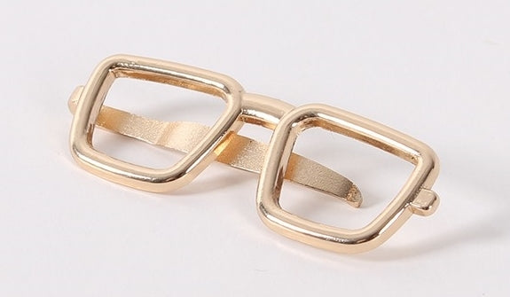 Gold Square Glasses Tie Clip