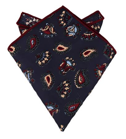 Dark Blue Paisley Pocket Square