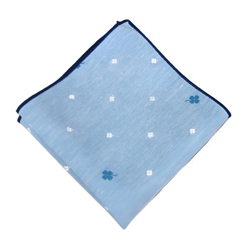 Grey with Blue Edge Pocket Square