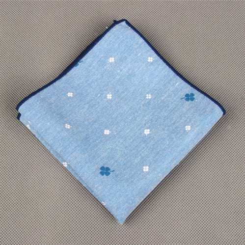 Grey with Blue Edge Pocket Square
