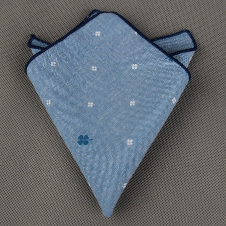 Grey with Blue Edge Pocket Square
