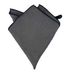 Grey with Blue Edge Pocket Square
