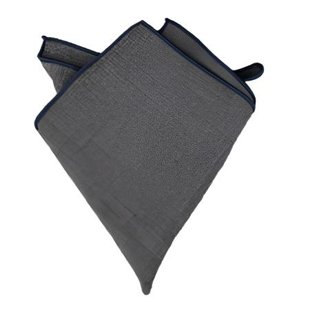 Grey with Blue Edge Pocket Square