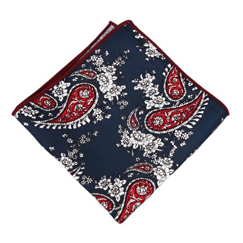 Grey with Blue Edge Pocket Square
