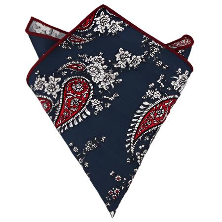 Grey with Blue Edge Pocket Square