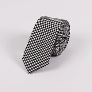 Mini Chain Checks Skinny Tie (Black & White)