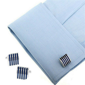 Blue enamel stripe Cufflinks