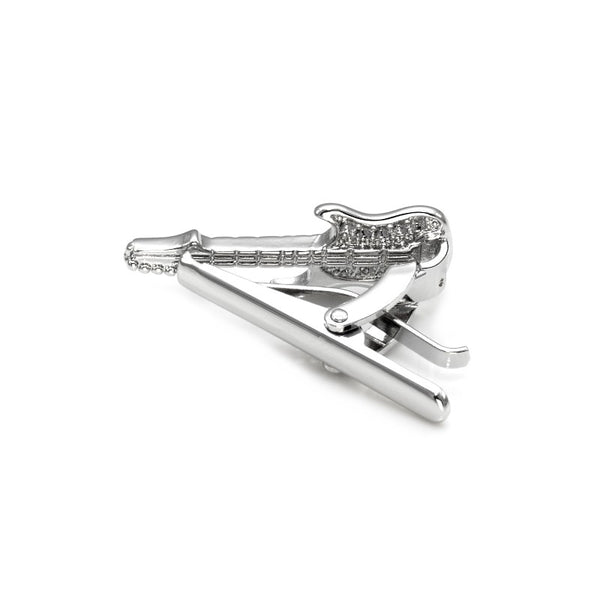 Silver Guitar Tie Clip