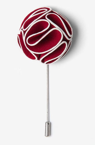 White Piped Burgundy Lapel Pin