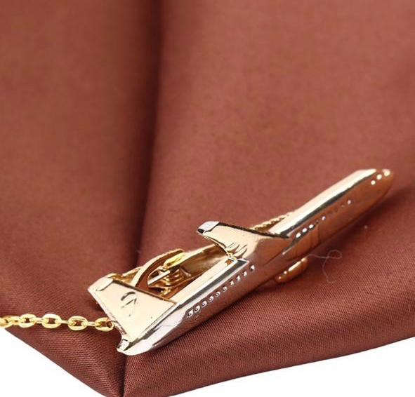 Gold Airplane Tie Clip